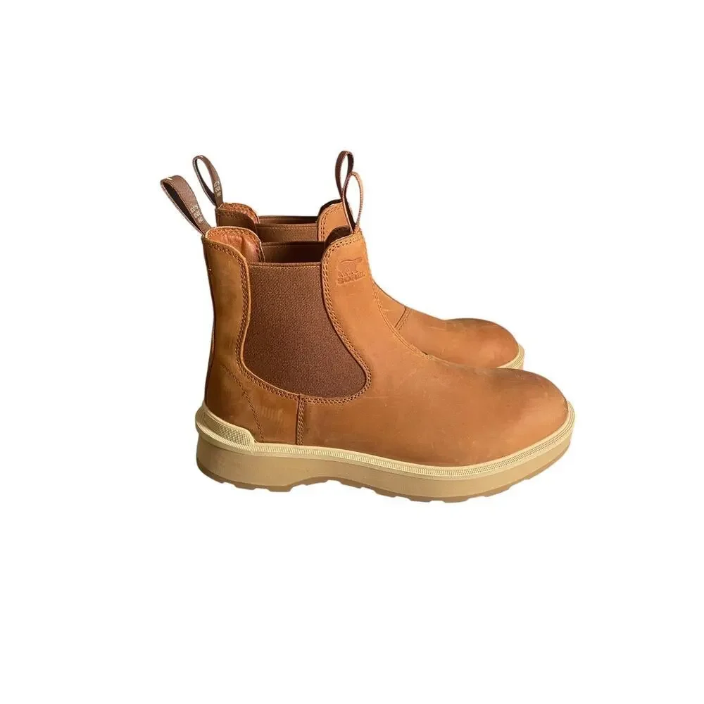 Sorel Women’s Hi-Line Scorch Tawny Buff Colored Leather Chelsea Boots Size-9